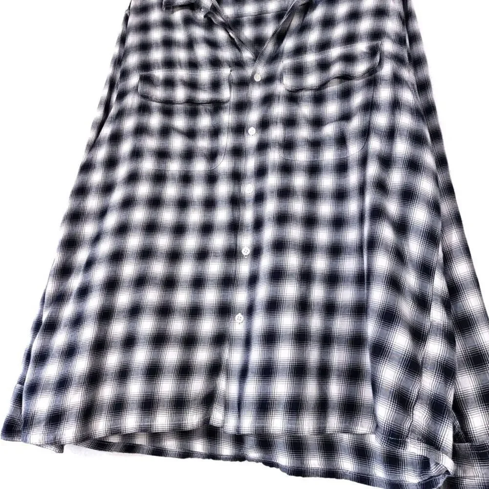 ABERCROMBIE & Fitch Boyfriend Fit Oversized Button Down Shirt in Black Plaid XL